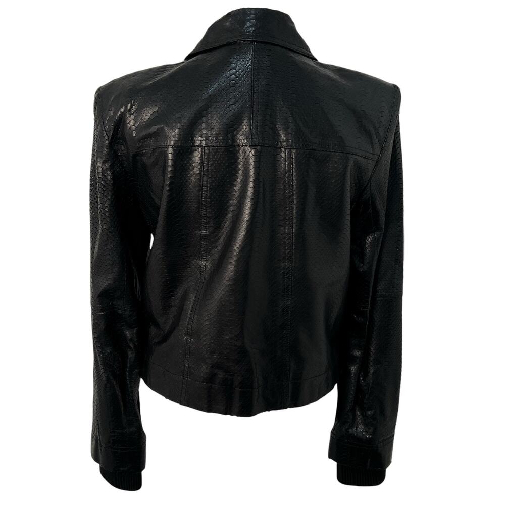Alice + Olivia Lamb Leather Python Moto Jacket Bl… - image 5